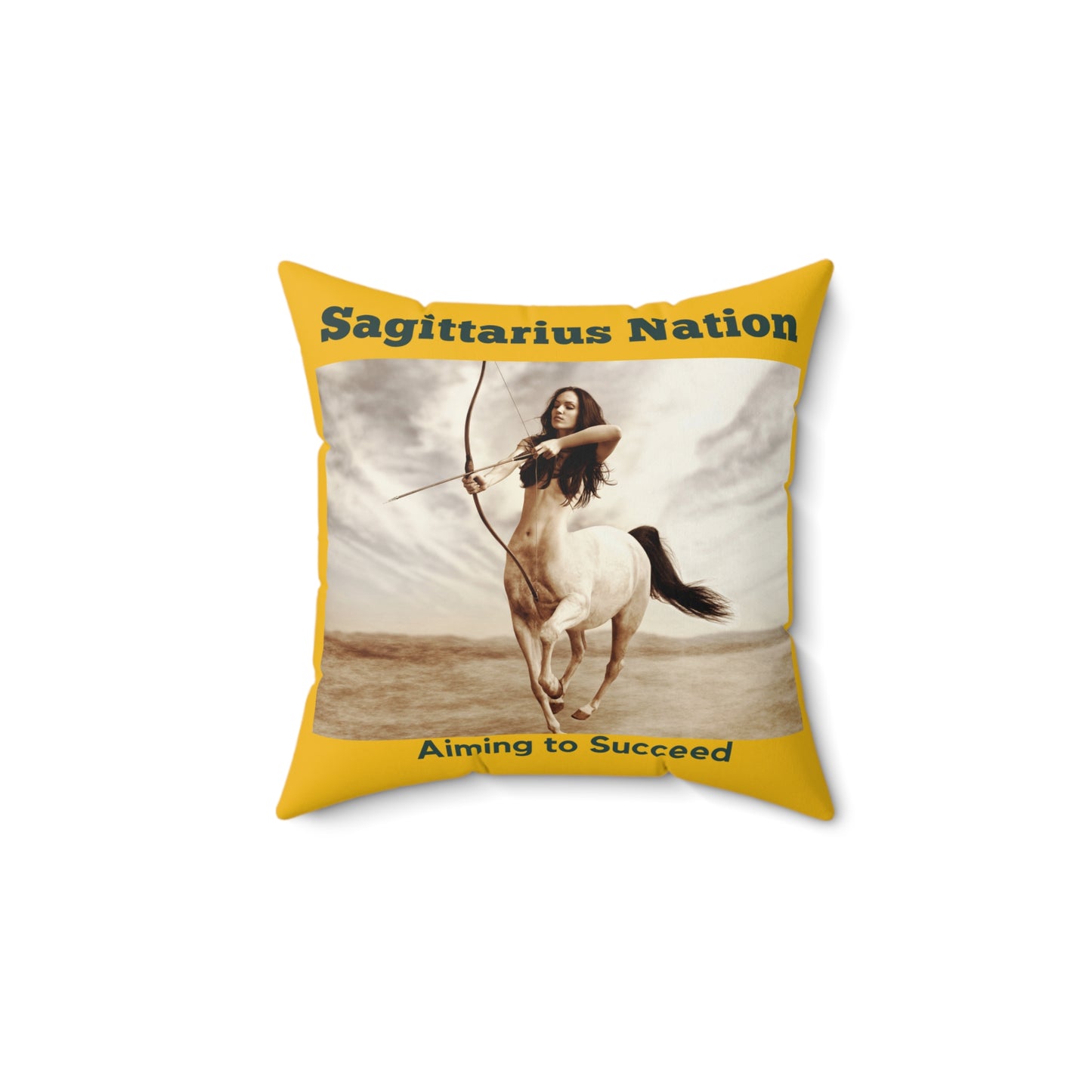 Spun Polyester Square Pillow___Sagittarius/Yellow