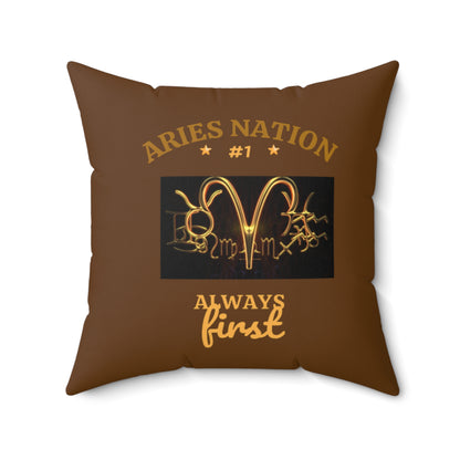 Brown Accent/ Spun Polyester Square Pillow__Aries Nation