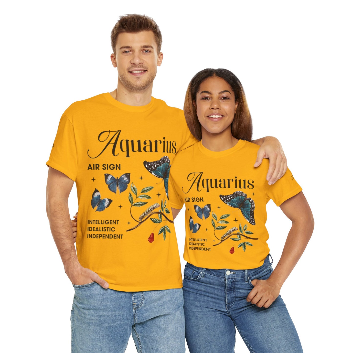 Aquarius Unisex Tee - Sustainable Dual Print Heavy Cotton Shirt for Adults