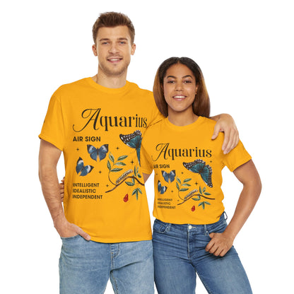 Aquarius Unisex Tee - Sustainable Dual Print Heavy Cotton Shirt for Adults