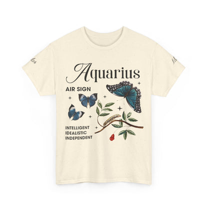 Aquarius Unisex Tee - Sustainable Dual Print Heavy Cotton Shirt for Adults