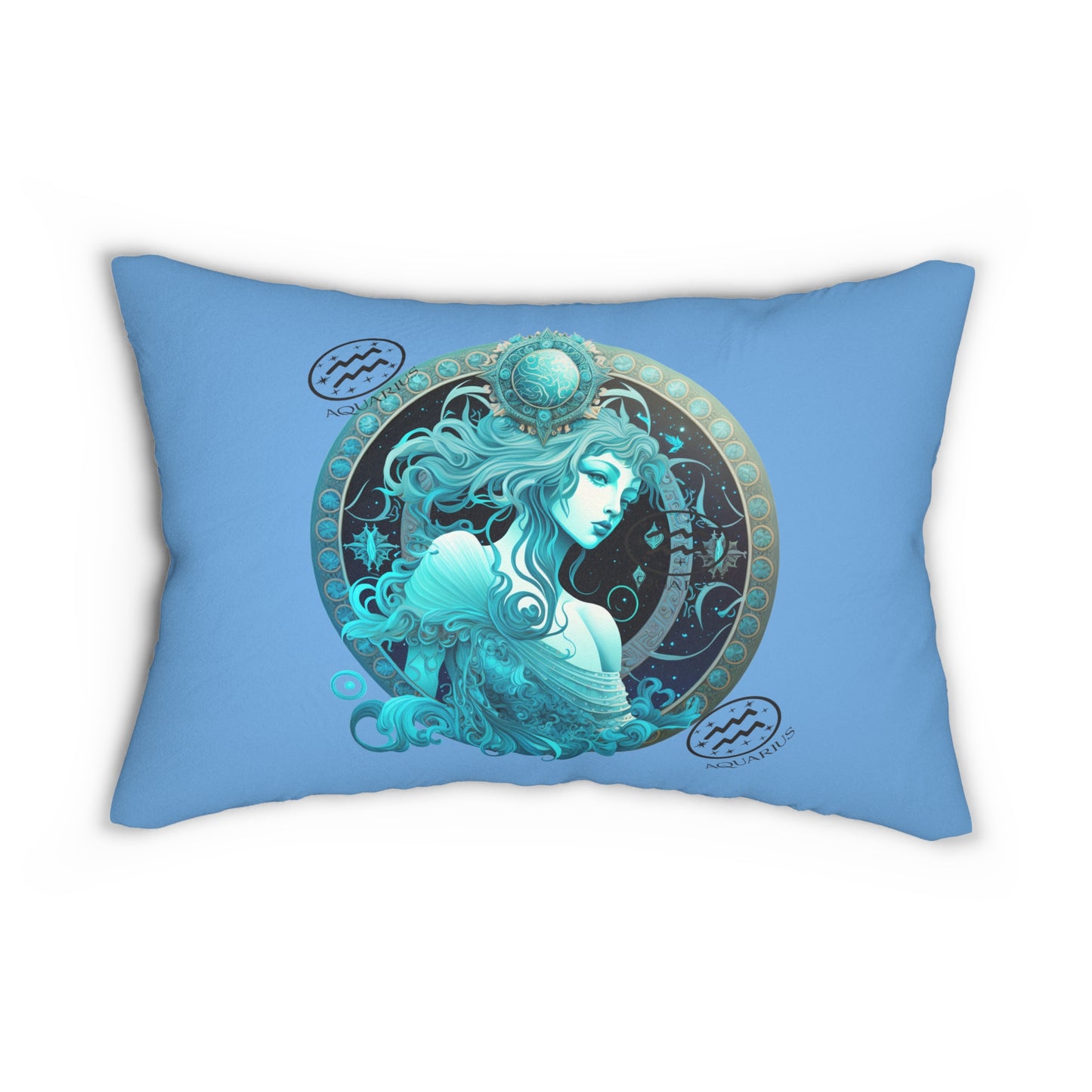 Modern Spun Polyester Lumbar Pillow/Aquarius