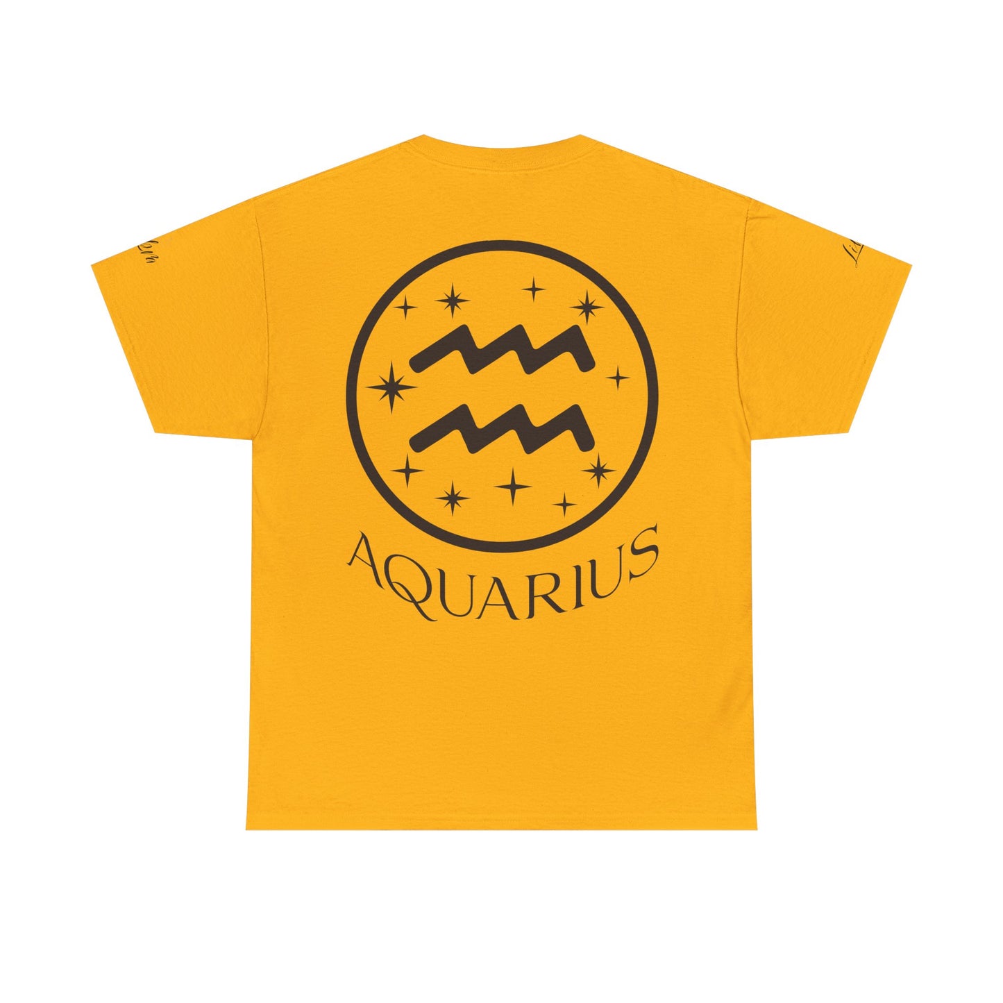 Aquarius Unisex Tee - Sustainable Dual Print Heavy Cotton Shirt for Adults