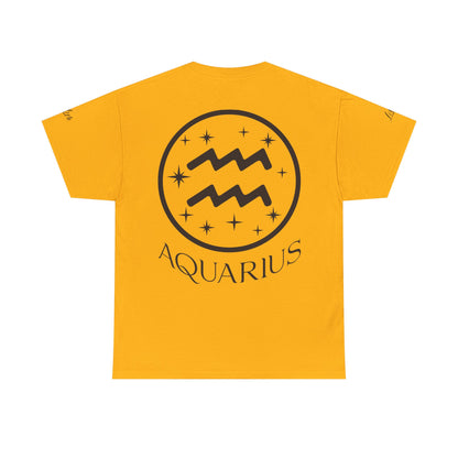 Aquarius Unisex Tee - Sustainable Dual Print Heavy Cotton Shirt for Adults