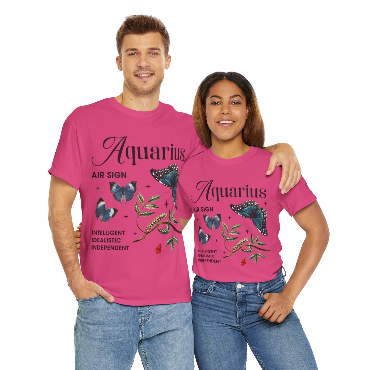 Aquarius Unisex Tee - Sustainable Dual Print Heavy Cotton Shirt for Adults