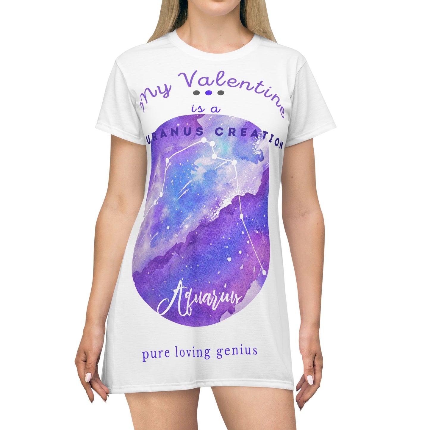 All Over Print T-Shirt Dress_______Aquarius/Valentine *