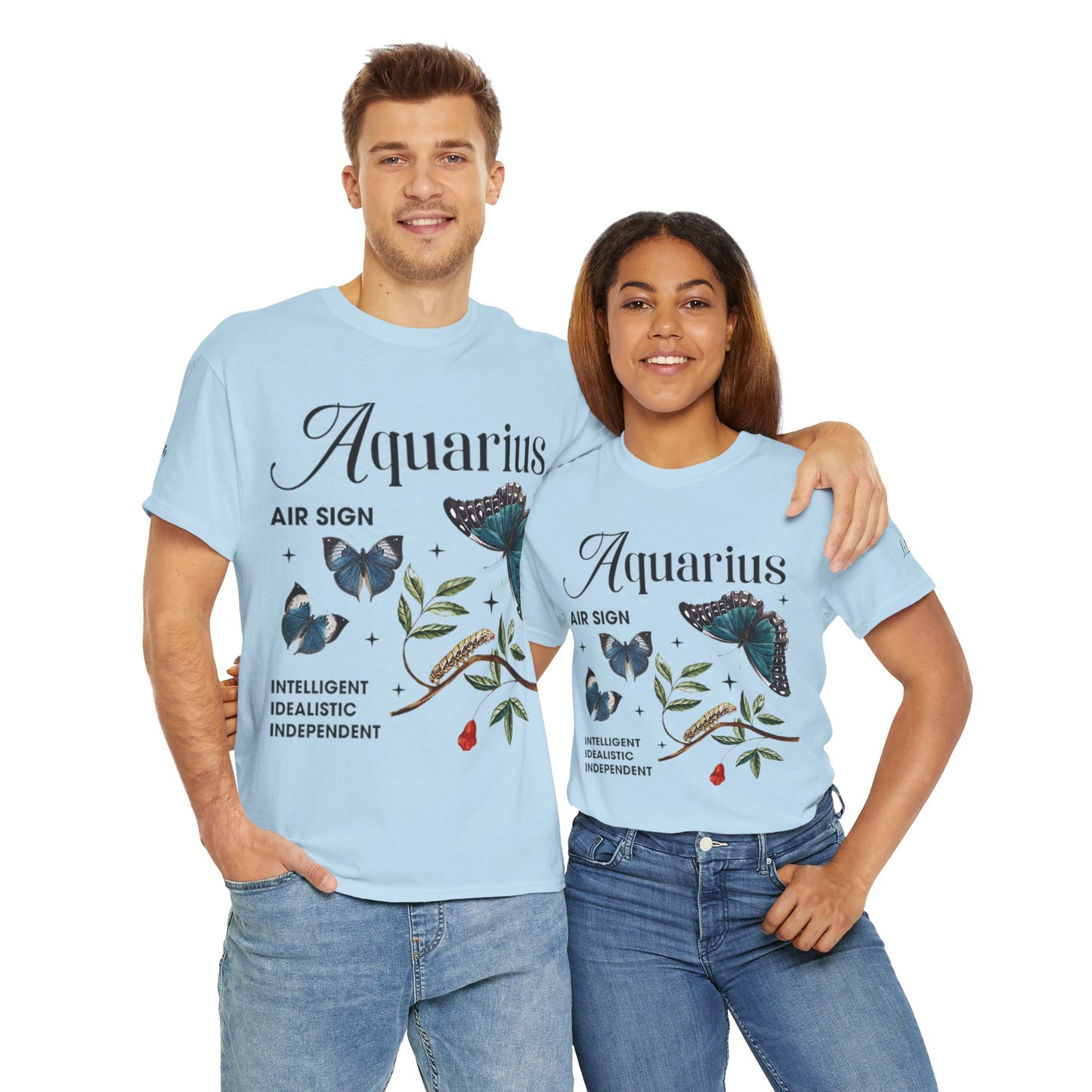 Aquarius Unisex Tee - Sustainable Dual Print Heavy Cotton Shirt for Adults