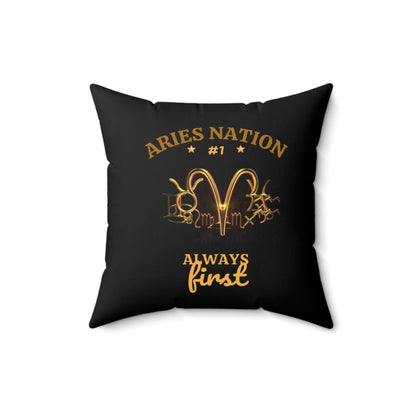 Black Accent/ Spun Polyester Square Pillow__Aries Nation