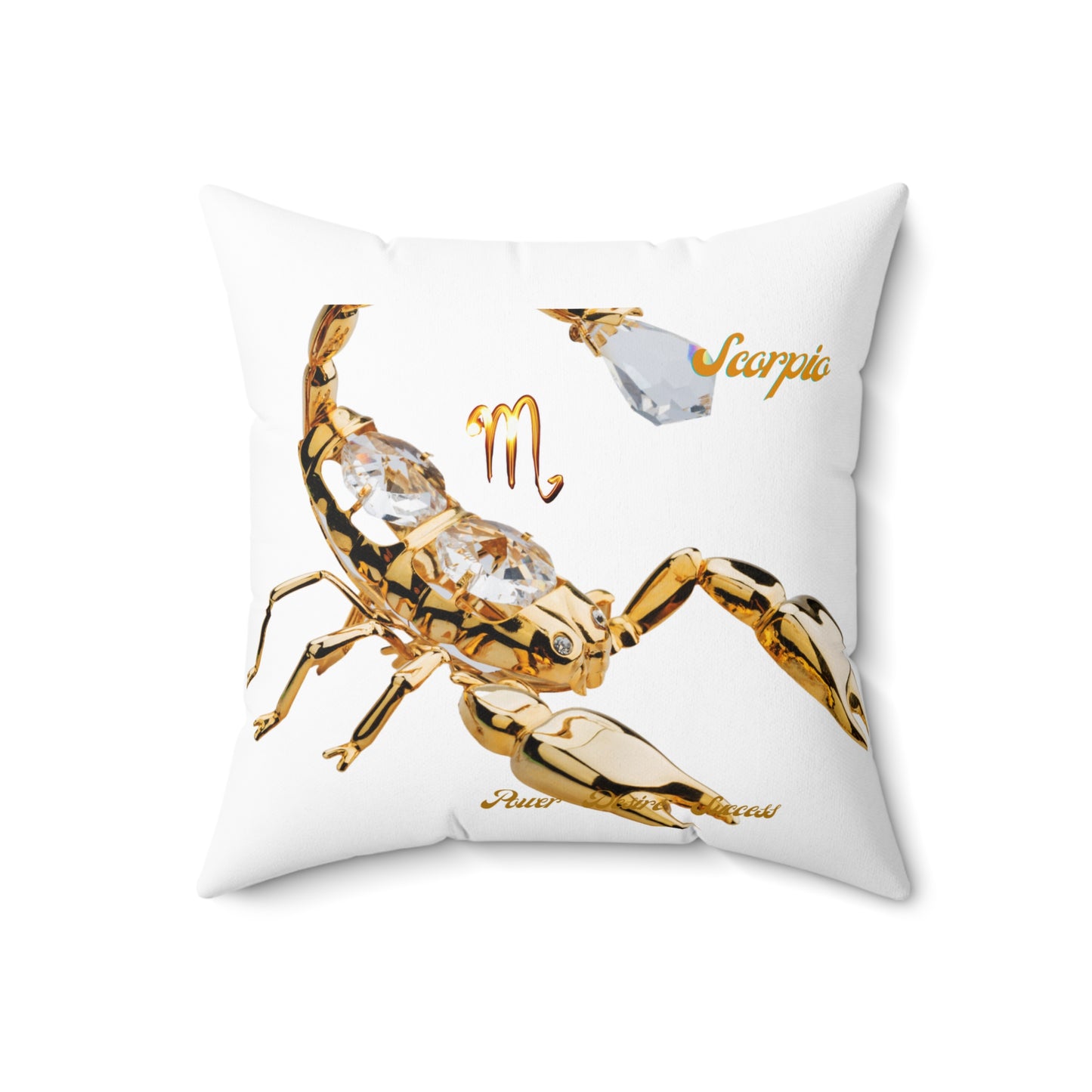 Spun Polyester Square Pillow____Scorpio/White