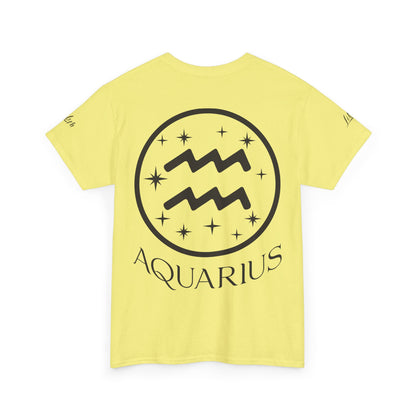 Aquarius Unisex Tee - Sustainable Dual Print Heavy Cotton Shirt for Adults