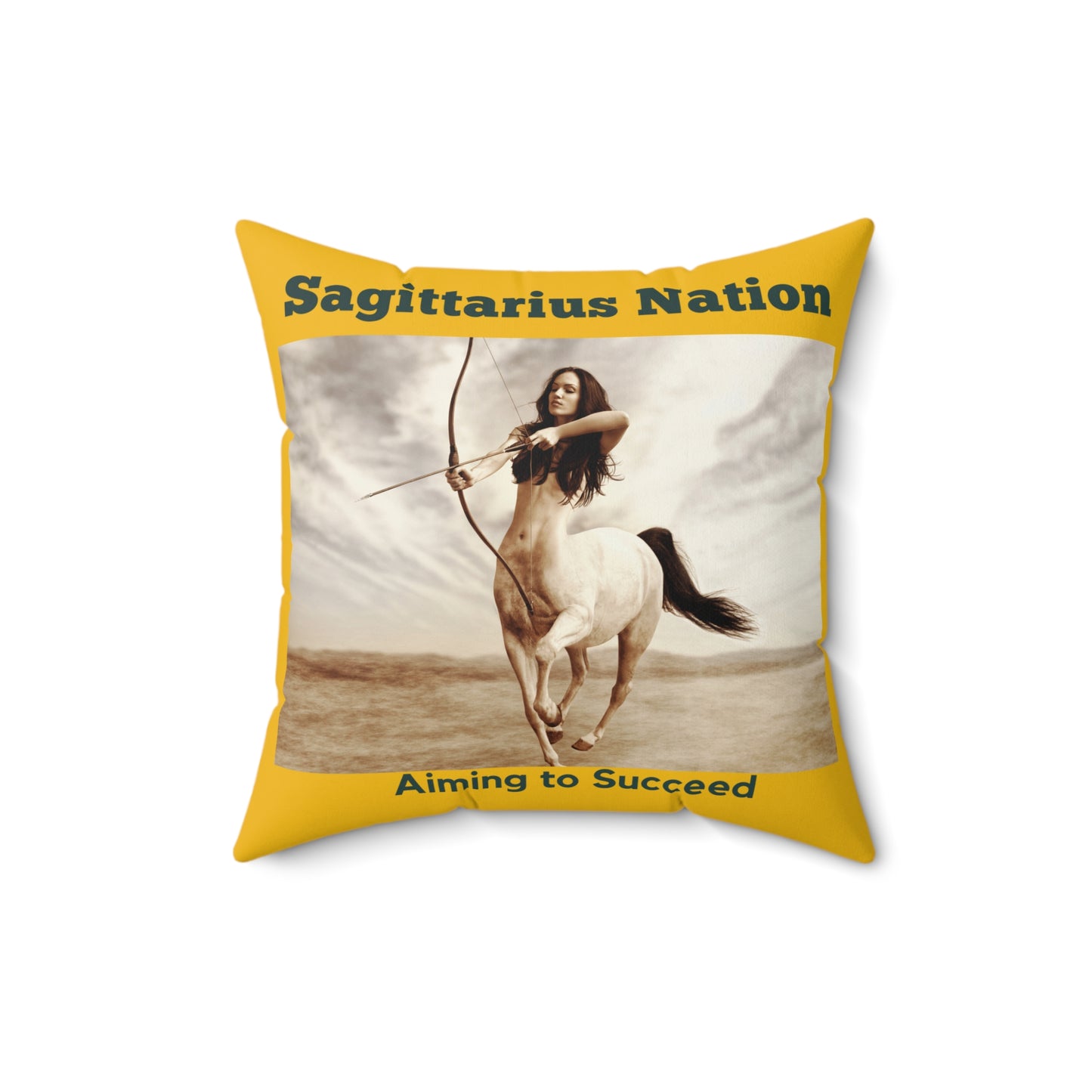Spun Polyester Square Pillow___Sagittarius/Yellow