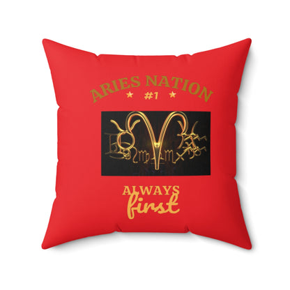 Red Accent/Spun Polyester Square Pillow__Aries Nation