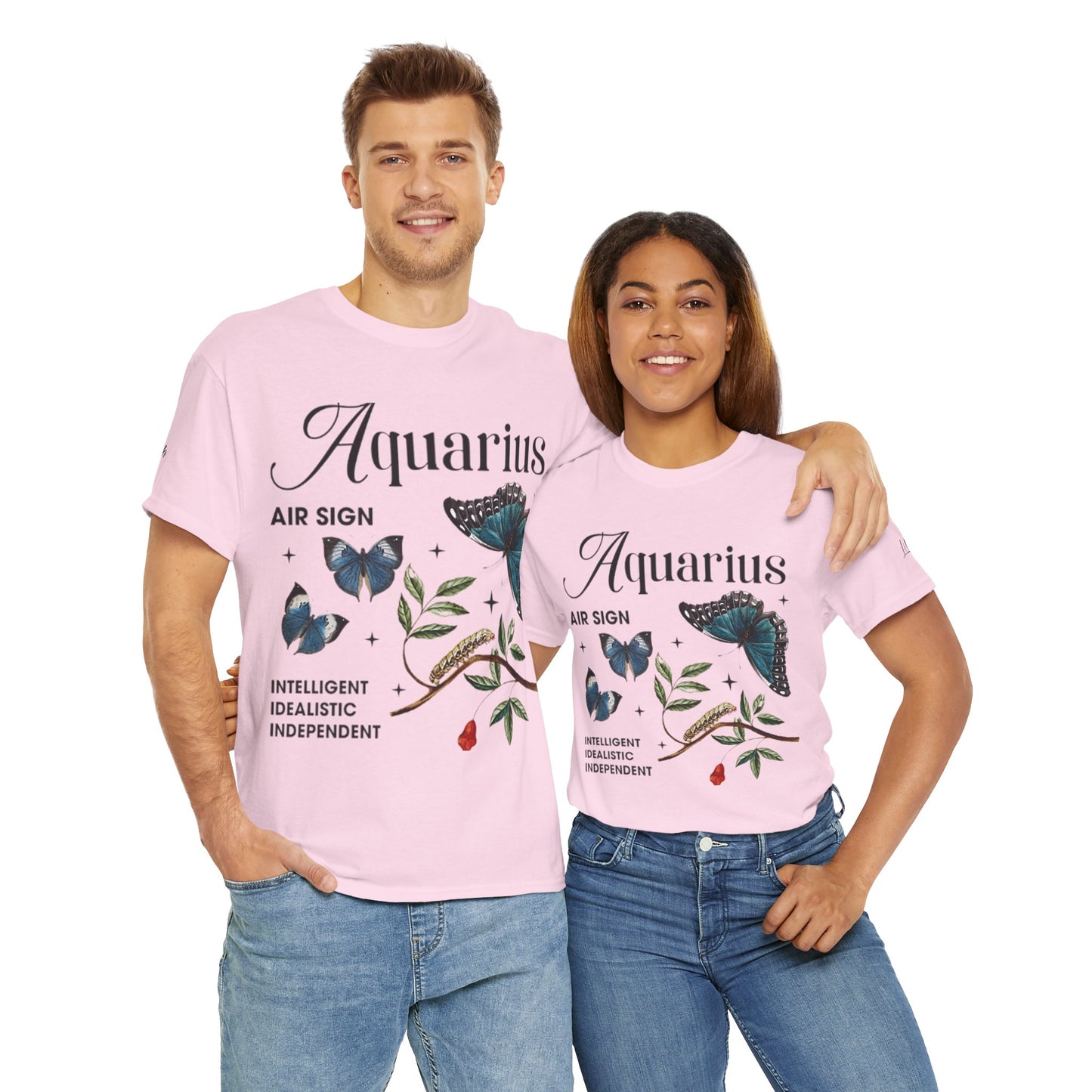 Aquarius Unisex Tee - Sustainable Dual Print Heavy Cotton Shirt for Adults