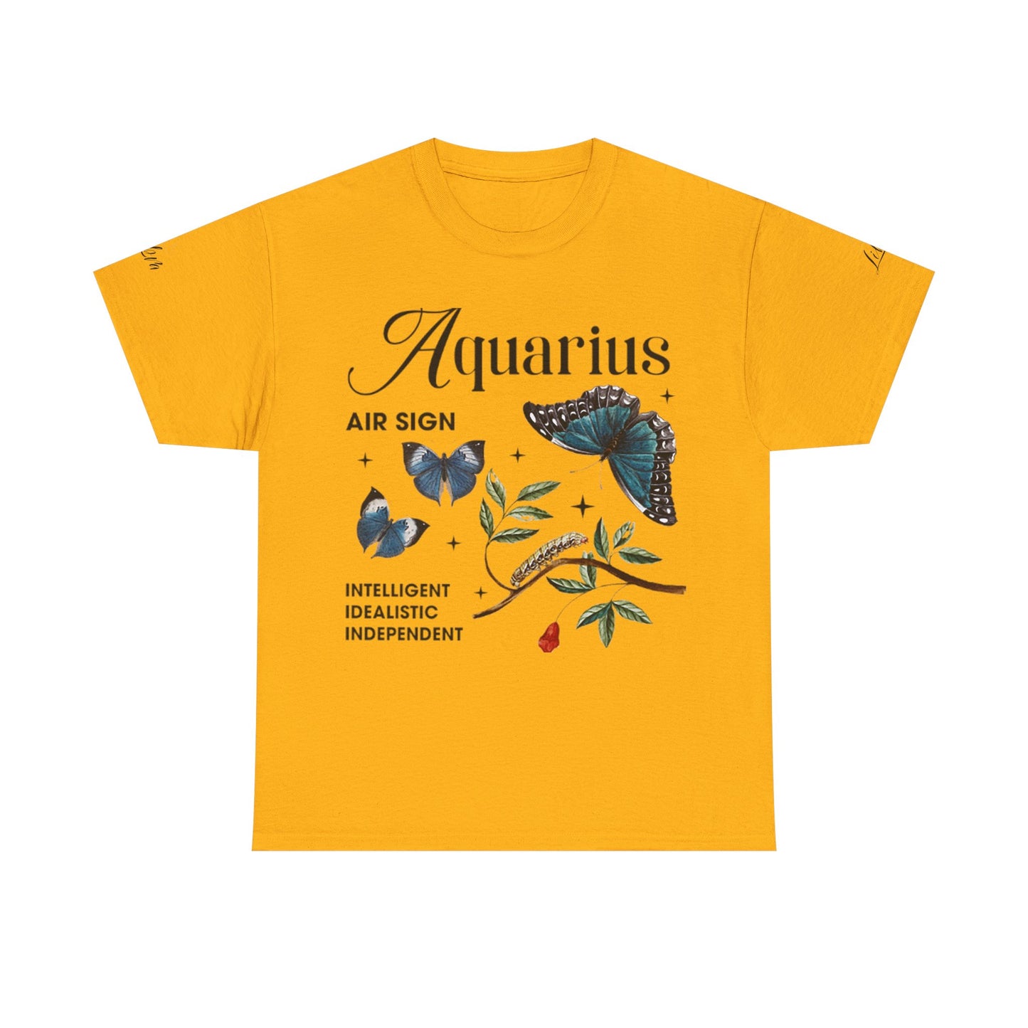 Aquarius Unisex Tee - Sustainable Dual Print Heavy Cotton Shirt for Adults