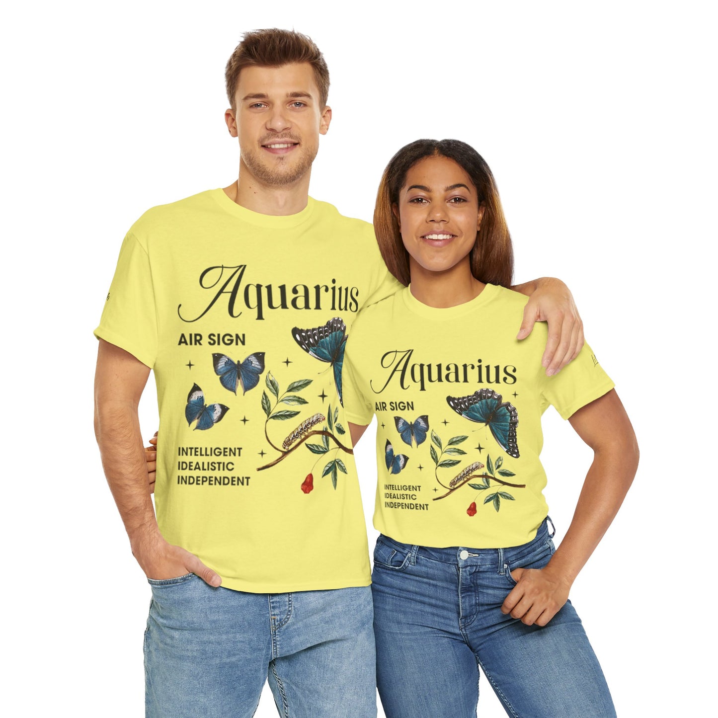Aquarius Unisex Tee - Sustainable Dual Print Heavy Cotton Shirt for Adults
