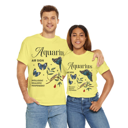Aquarius Unisex Tee - Sustainable Dual Print Heavy Cotton Shirt for Adults