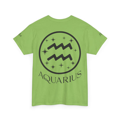 Aquarius Unisex Tee - Sustainable Dual Print Heavy Cotton Shirt for Adults