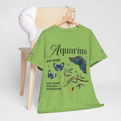 Aquarius Unisex Tee - Sustainable Dual Print Heavy Cotton Shirt for Adults