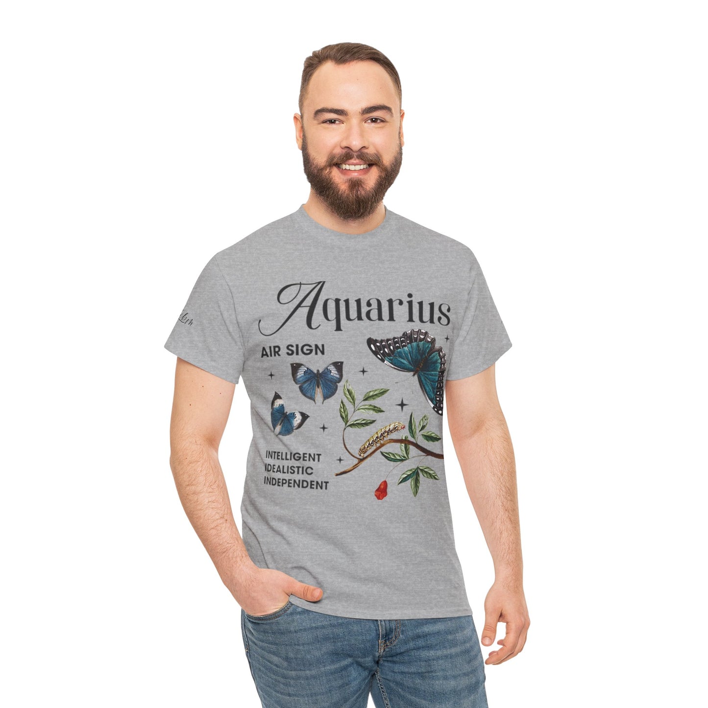 Aquarius Unisex Tee - Sustainable Dual Print Heavy Cotton Shirt for Adults