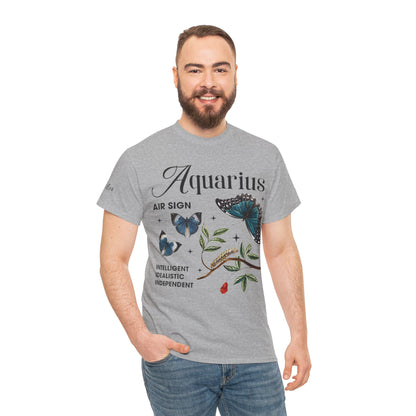 Aquarius Unisex Tee - Sustainable Dual Print Heavy Cotton Shirt for Adults
