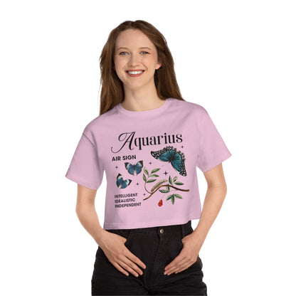 Cropped T-Shirt - Aquarius Astrology Design for Champion Women's Heritage