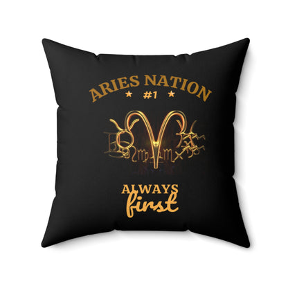 Black Accent/ Spun Polyester Square Pillow__Aries Nation