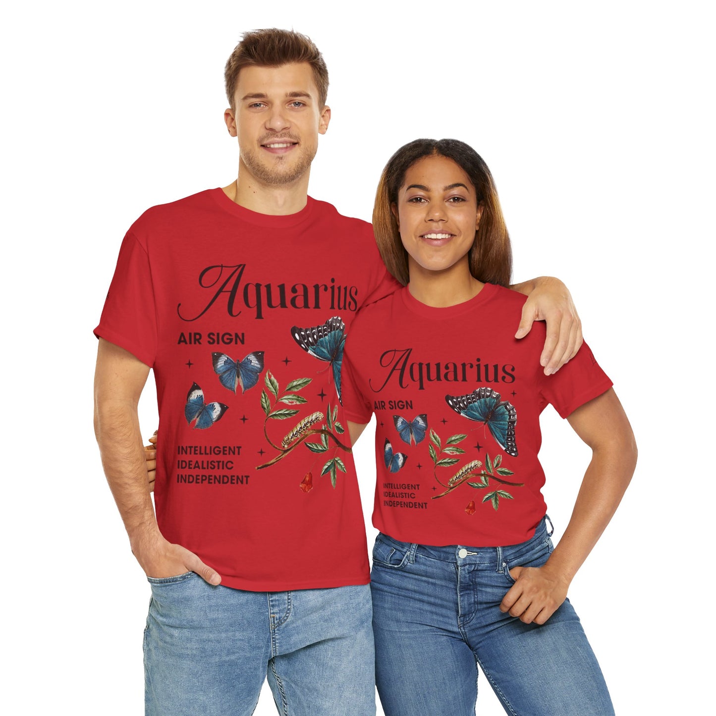 Aquarius Unisex Tee - Sustainable Dual Print Heavy Cotton Shirt for Adults