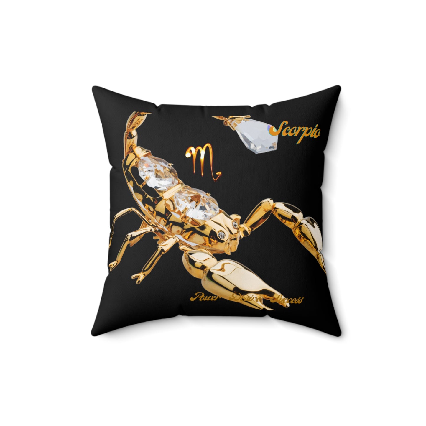 Spun Polyester Square Pillow____Scorpio/Black
