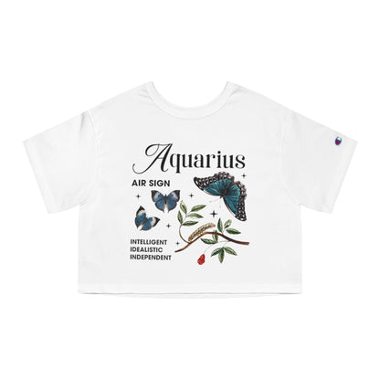 Cropped T-Shirt - Aquarius Astrology Design for Champion Women's Heritage