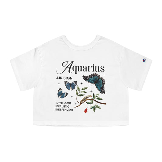 Cropped T-Shirt - Aquarius Astrology Design for Champion Women's Heritage
