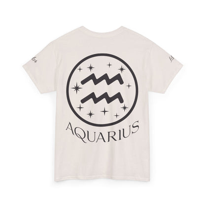 Aquarius Unisex Tee - Sustainable Dual Print Heavy Cotton Shirt for Adults