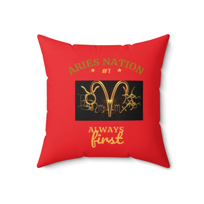 Red Accent/Spun Polyester Square Pillow__Aries Nation