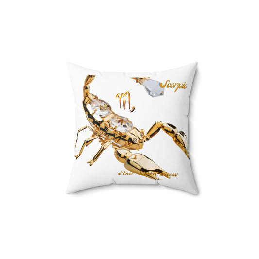 Spun Polyester Square Pillow____Scorpio/White