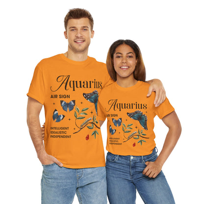 Aquarius Unisex Tee - Sustainable Dual Print Heavy Cotton Shirt for Adults