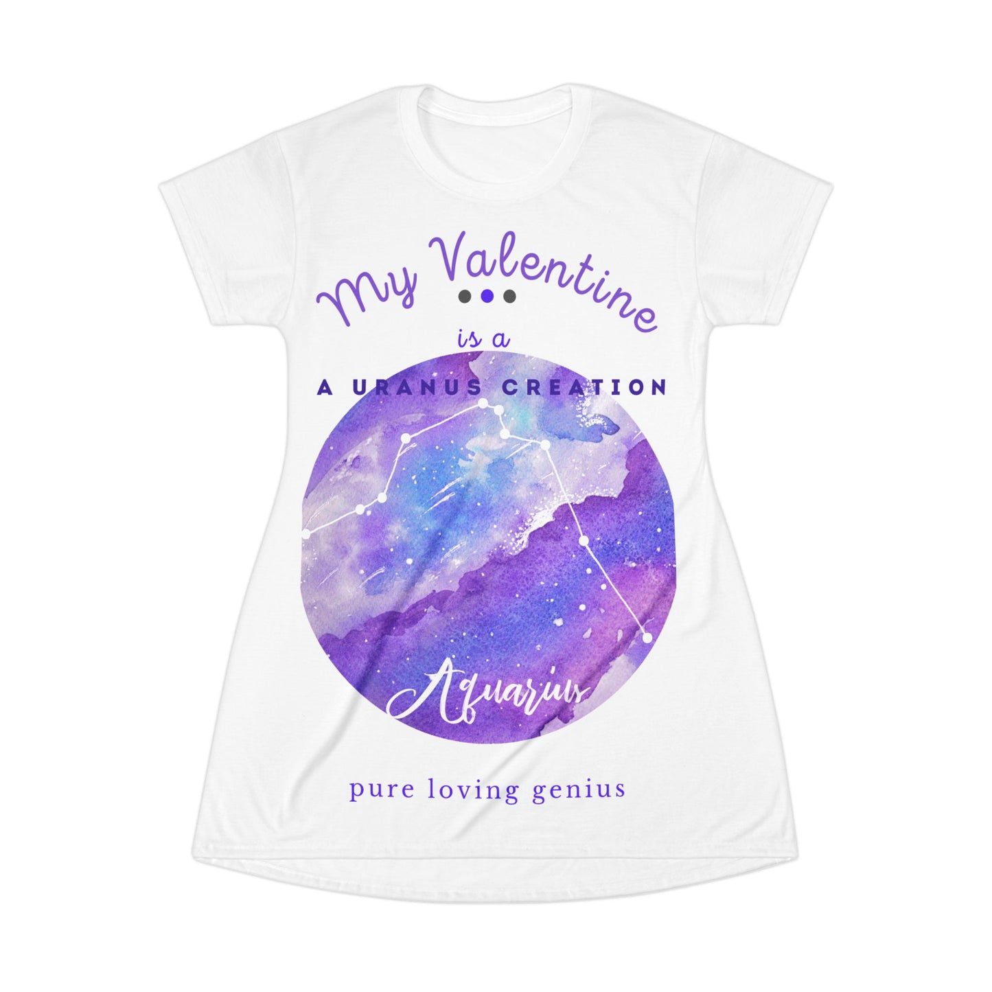 All Over Print T-Shirt Dress_______Aquarius/Valentine *