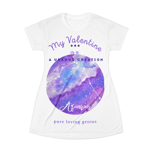 All Over Print T-Shirt Dress_______Aquarius/Valentine *