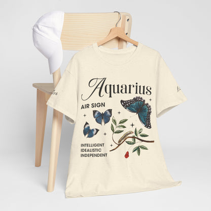 Aquarius Unisex Tee - Sustainable Dual Print Heavy Cotton Shirt for Adults