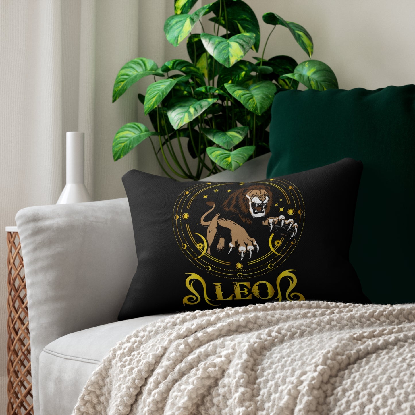 Modern Spun Polyester Lumbar Pillow/Leo