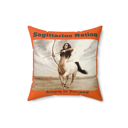 Spun Polyester Square Pillow___Sagittarius/Orange