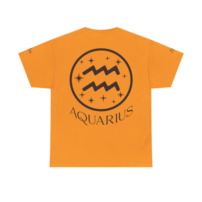 Aquarius Unisex Tee - Sustainable Dual Print Heavy Cotton Shirt for Adults
