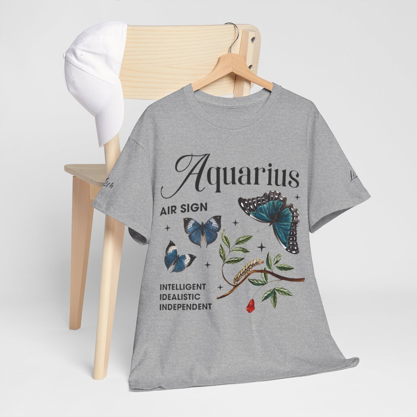 Aquarius Unisex Tee - Sustainable Dual Print Heavy Cotton Shirt for Adults