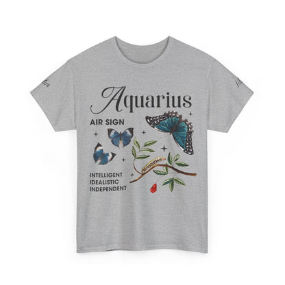 Aquarius Unisex Tee - Sustainable Dual Print Heavy Cotton Shirt for Adults