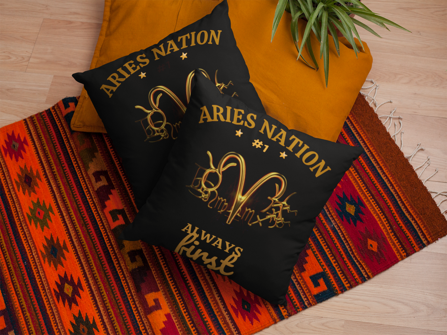 Black Accent/ Spun Polyester Square Pillow__Aries Nation