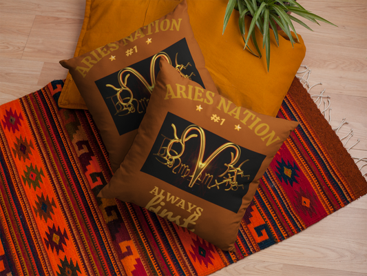 Brown Accent/ Spun Polyester Square Pillow__Aries Nation