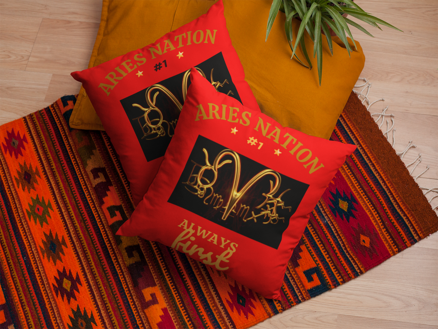 Red Accent/Spun Polyester Square Pillow__Aries Nation