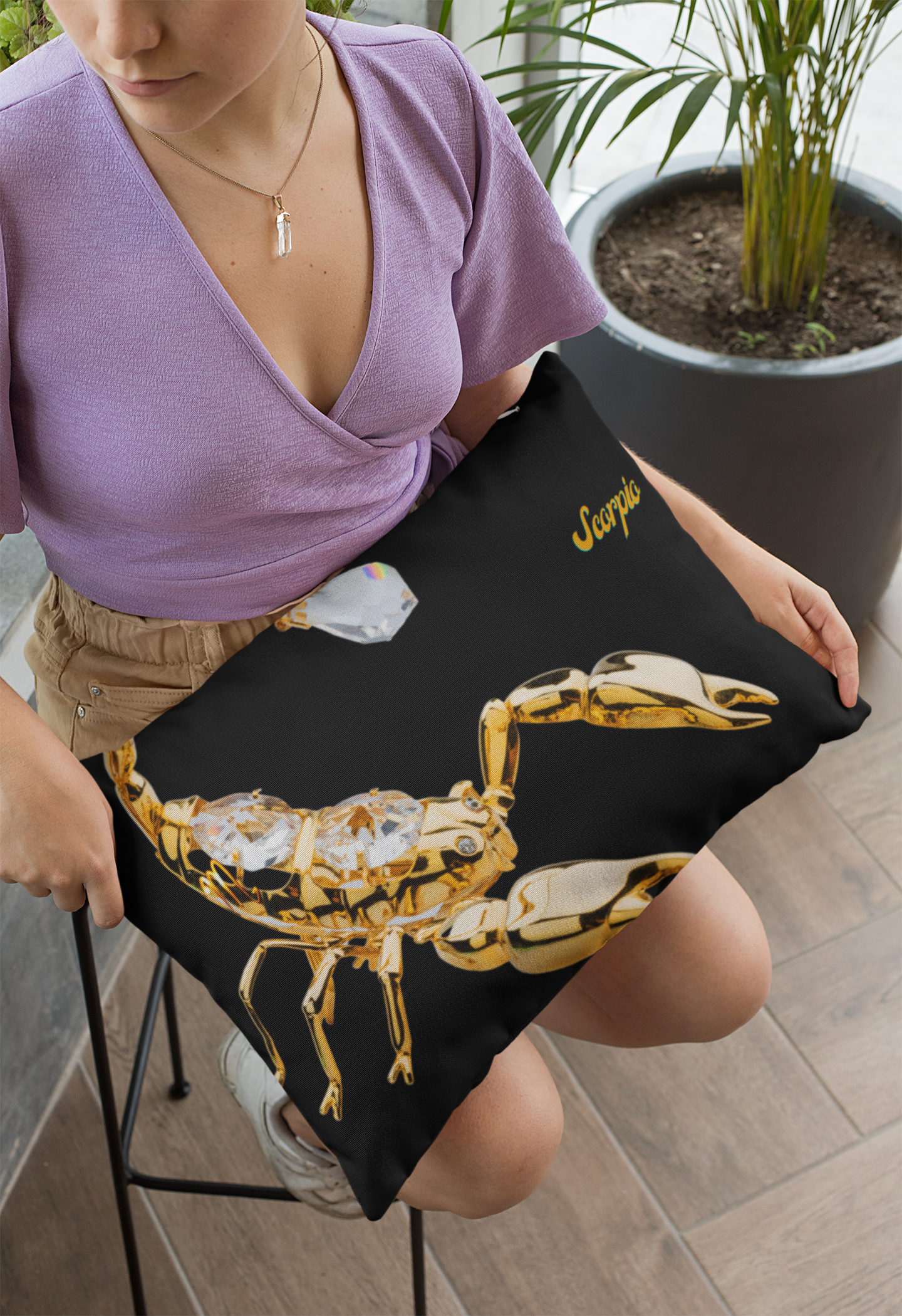 Spun Polyester Lumbar Pillow/Scorpio/Black